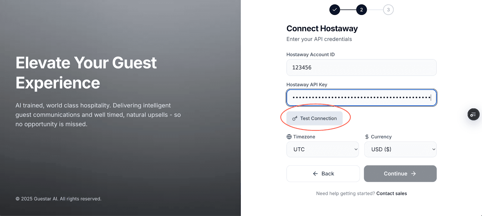 Connect Hostaway Screen